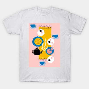 Tea For Three Papercut Collage Illustration T-Shirt